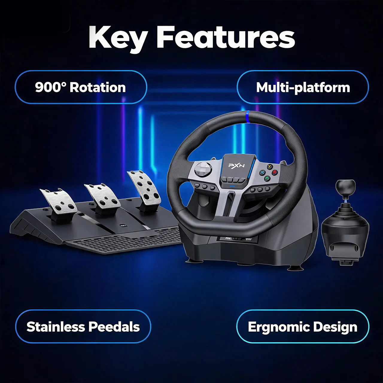 Steering Wheel Gaming - PXN V9 Gen2 Гоночный руль 270